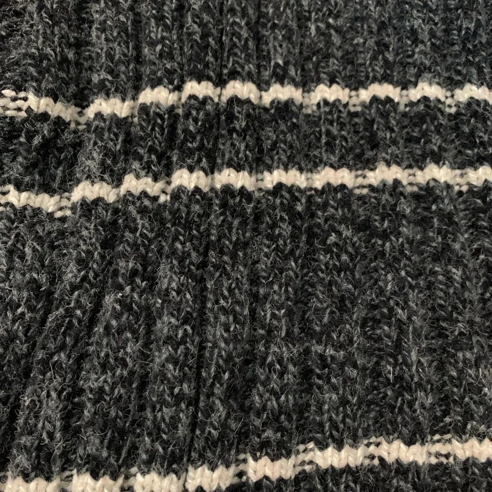 Whispering Smith London Mens Charcoal Gray Striped Chunky Knit Sweater Large